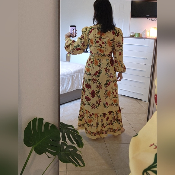 !!! Sale !! No Offer!! Farm Rio x Anthropologie Long-Sleeve Cutout Maxi Dress - Picture 3 of 17